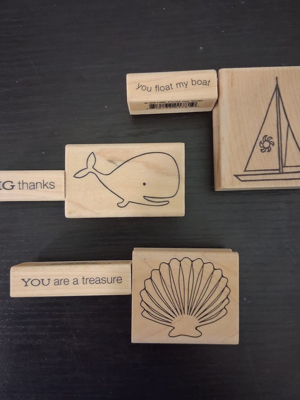 Beach-Themed Wooden Stamp Set - Natural Wood